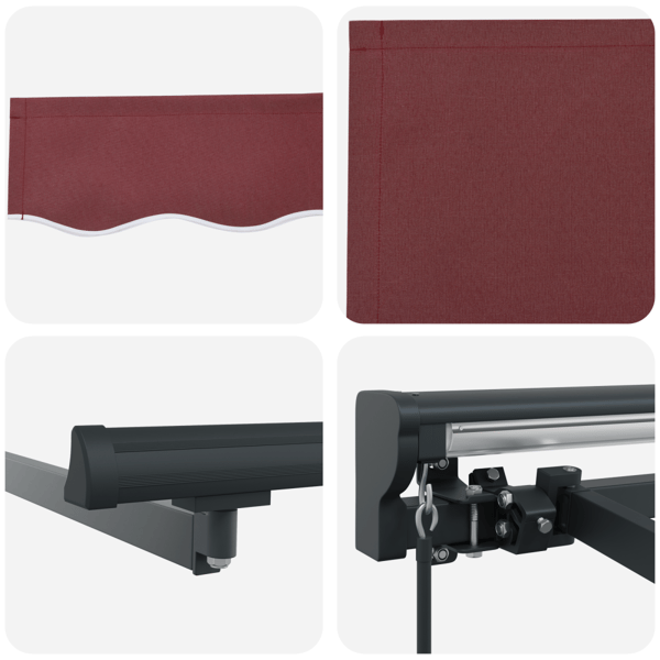 Markisram Vinröd 400 × 300 cm Polyester med PU-beläggning