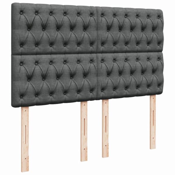 Ramsäng med madrass mörkgrå 140x190 cm tyg