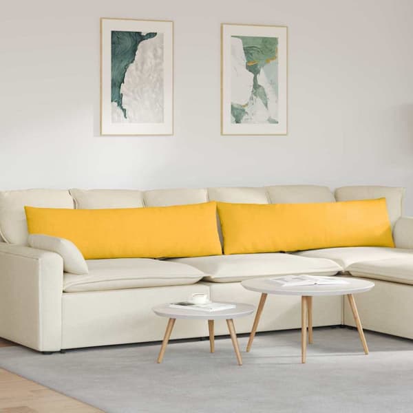 Sofakuddar 2 pcs Ljusgul 145 x 40 cm Kordread tyg