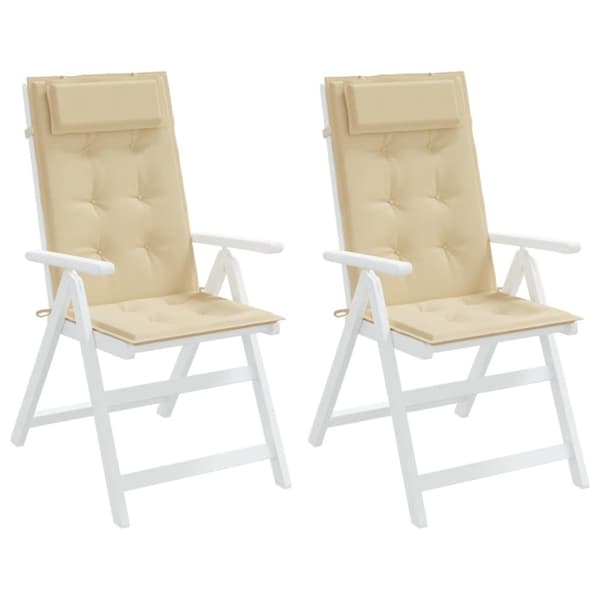 Stolsdynor för stolar med hög rygg 2 st beige oxfordtyg