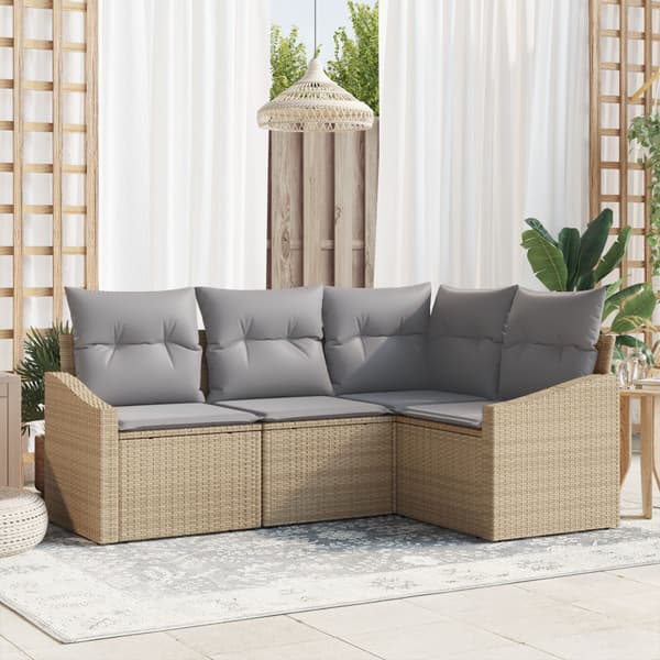 Soffset med kudde 4 pcs Beige konstrotting