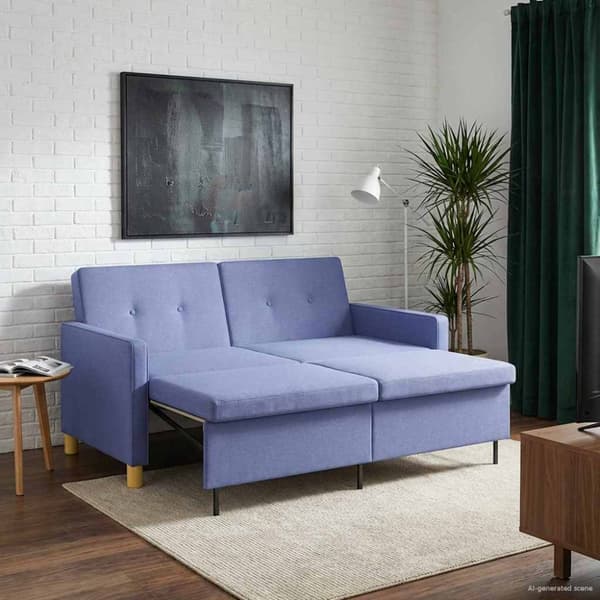 Pull Out Sofa Bed Jeansblå Tyg