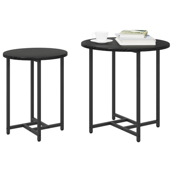Sidobordsset 2 pcs Svart Ek