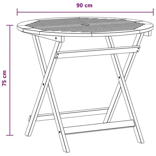 Hopfällbart trädgårdsbord Brun Ø 90 x 75 cm