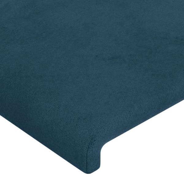 Sänggavel LED mörkblå 203x16x118/128 cm sammet