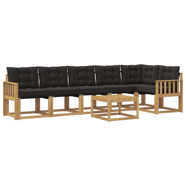 Utomhussoffset med kudde 7 pcs Vit och svart