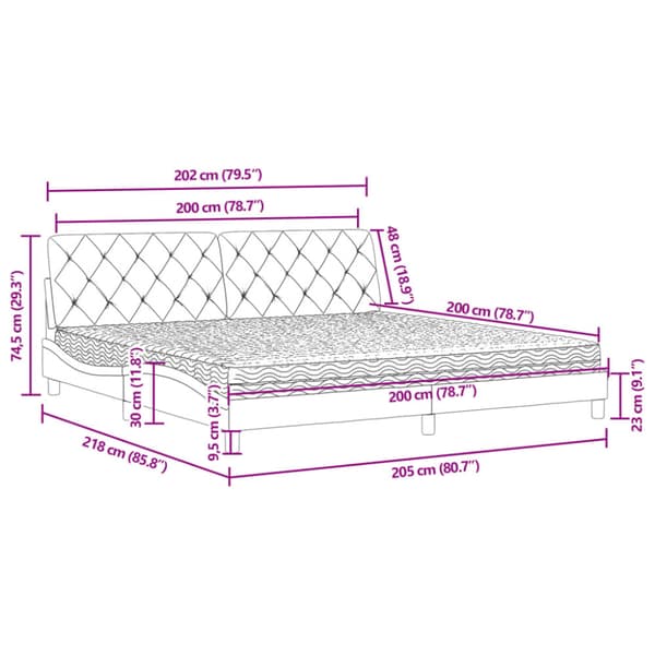 Bed with Mattress Black 200x200 cm Velvet