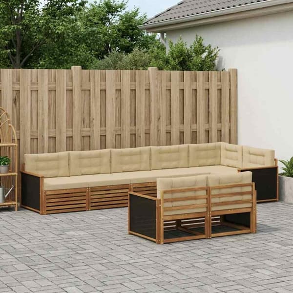 Utomhussoffset med kudde 8 pcs Naturlig och Beige