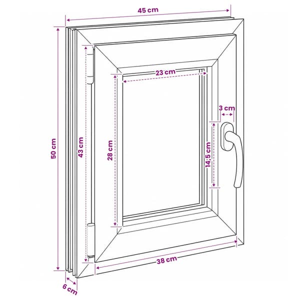 Källarfönster RISOR 50 x 55 cm PVC och glas