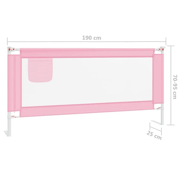 Sängskena för barn rosa 190x25 cm tyg
