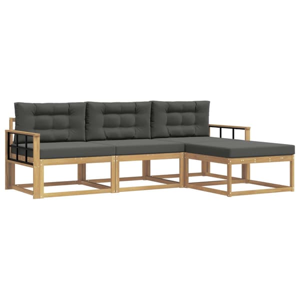 Utomhussoffset med kudde 4 pcs Vit och antracit Polyester