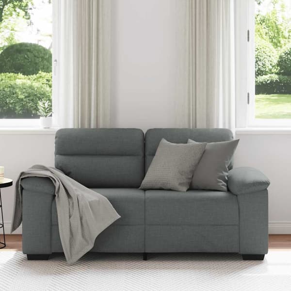 2-sitssoffa mörkgrå 160x81x84 cm tyg