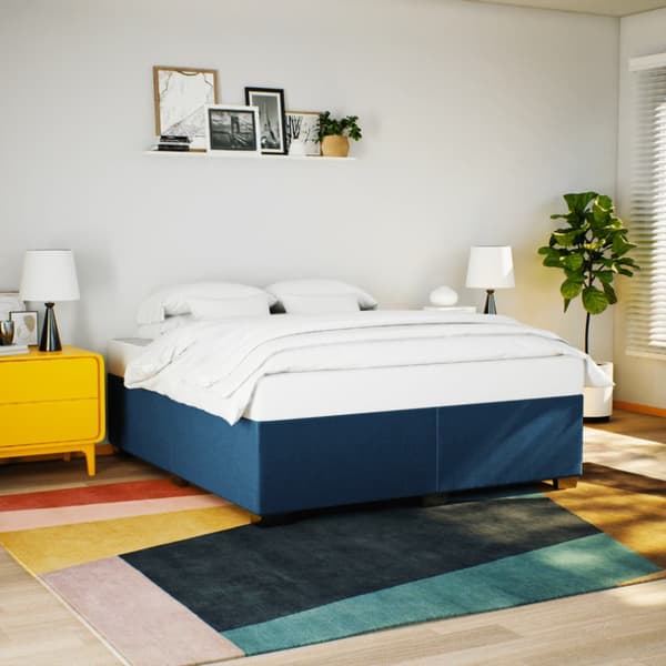 Ramsäng med madrass blå 200x200 cm tyg