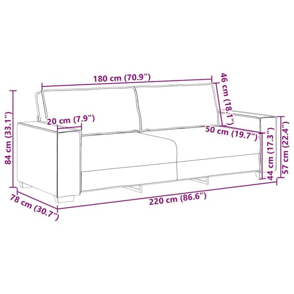 3-sitssoffa svart 220x78x84 cm sammet