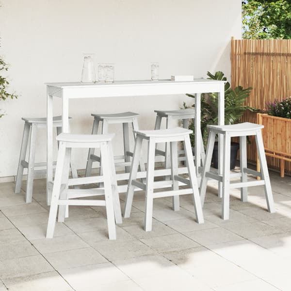 Trädgårds Bar Set 6 pcs Vit HDPE