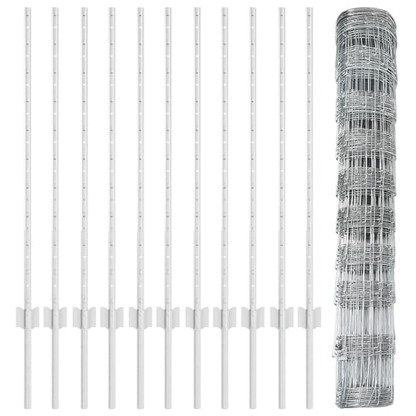 Stängsel med stolpe Silver 1 x 25 m Stål