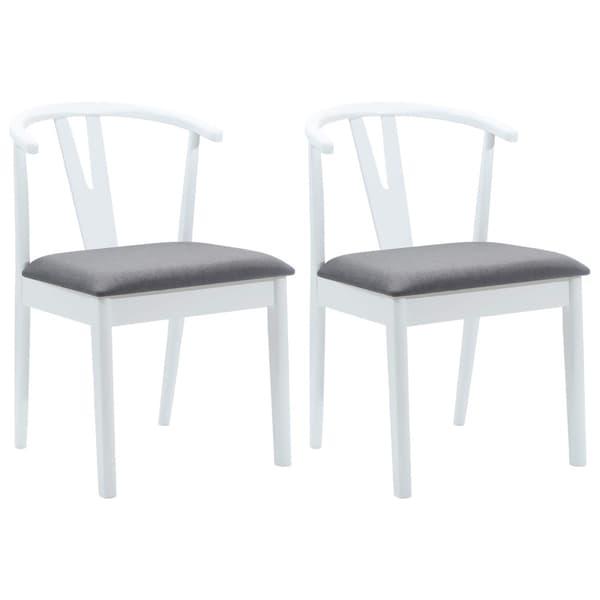 Matstol 2 pcs Vitt och Grått Massiv Gummiträ