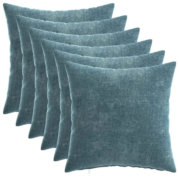 Kuddöverdrag 6 st HEERLEN Blå 30 x 30 cm Chenilletyg