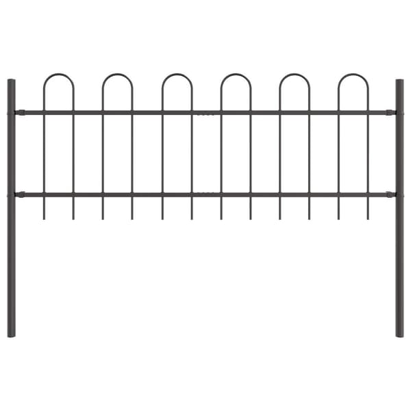 Trädgårdsstängsel 7 pcs Grå 11,9 x 0,6 m Pulverlackerad stål
