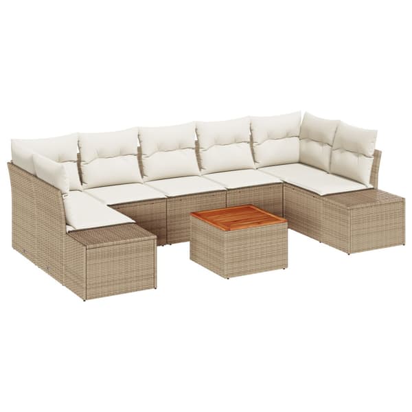Trädgårdsoffset med kudde 8 pcs Beige konstrotting