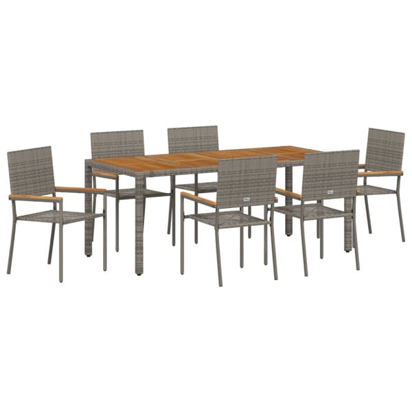 Trädgårdsmöbelset 7 pcs Grå konstrotting