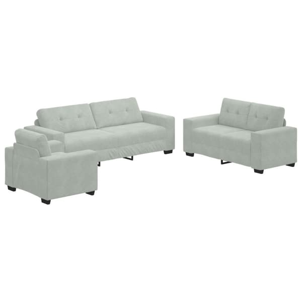 Soffset 3 pcs Ljusgrå 221 x 80 x 80 cm Sammet