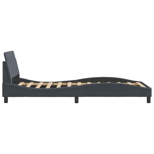 Bed Frame "Dover" Dark Grey 100x190 cm Velvet