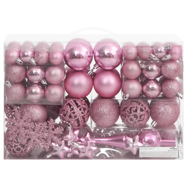 Julgranskulor 111 delar rosa polystyren