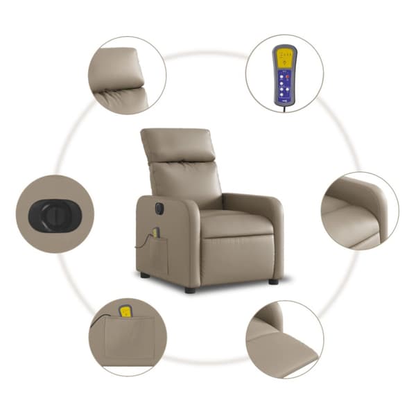 Elektrisk massagefåtölj cappuccino konstläder