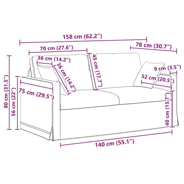 Soffset 2 pcs Blå 158 x 78 x 80 cm Sammet