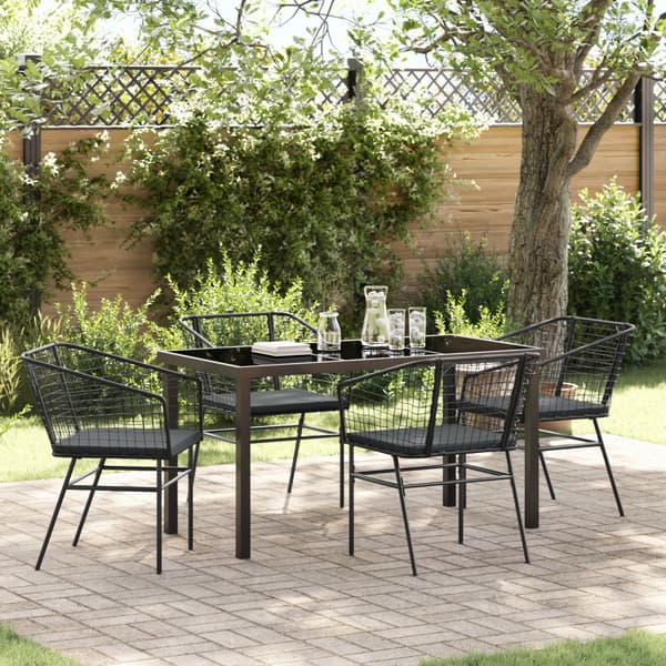Trädgårdsmöbelset 5 pcs Svart konstrotting