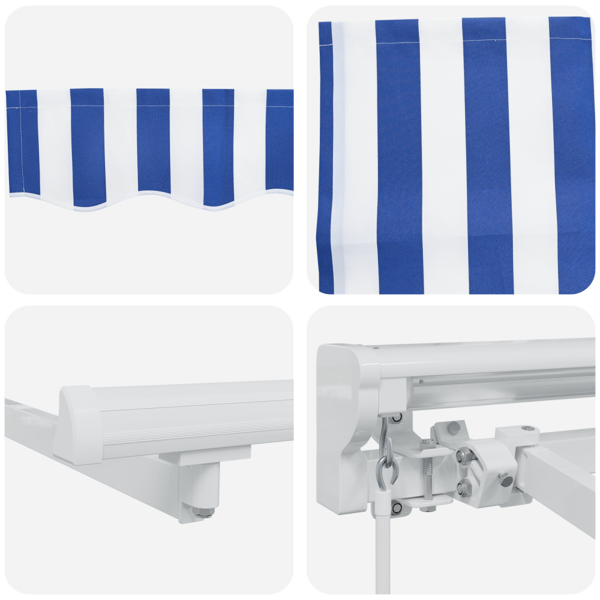 Utfällbar markis Blå och Vit 400 x 200 cm