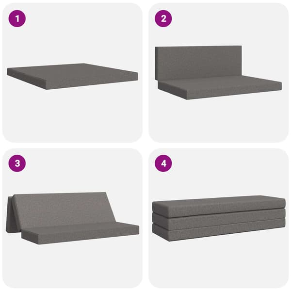 Fällbar Soffbed 180 x 67 x 45 cm Ljusgrå