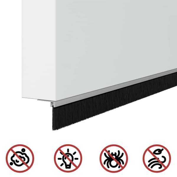 Självhäftande dörrborstlist 12 pcs Silver 100 cm