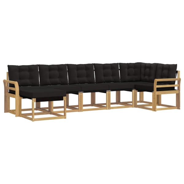 Utomhussoffset med kudde 7 pcs Vit och svart
