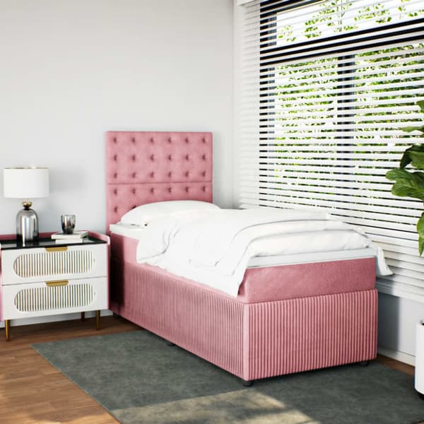 Ramsäng med madrass rosa 80x200 cm sammet