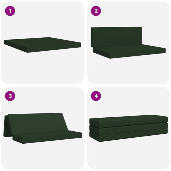 Fällbar Soffbed 200 x 67 x 45 cm Mörkgrön