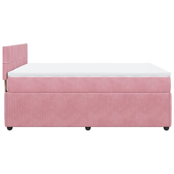 Ramsäng med madrass rosa 140x200 cm sammet