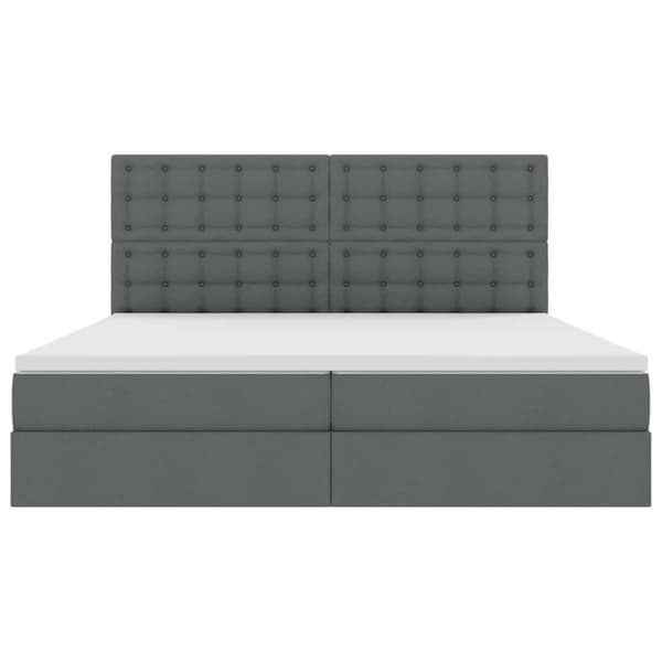 Förvaringssäng med LED med led Mörkgrå 200 x 200 cm Polyester