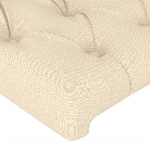 Sänggavel LED gräddvit 100x7x118/128 cm tyg