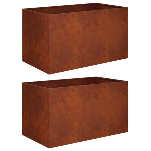Trädgårdsplanterare 2 st Rostig 100 x 50 x 50 cm