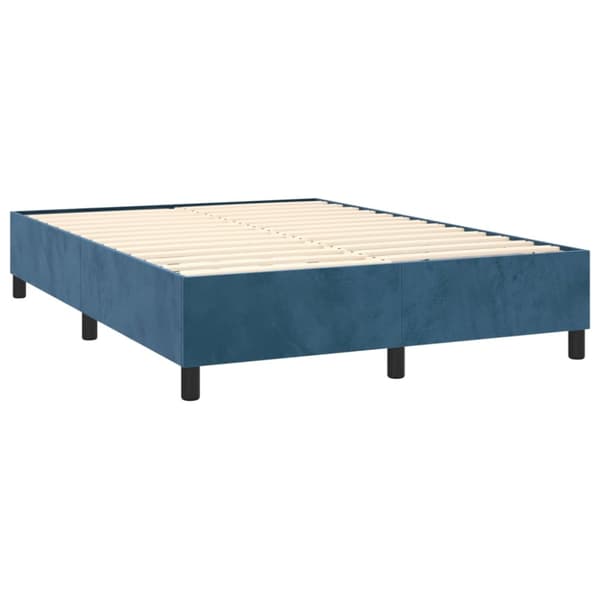 Boxspring-sängram mörkblå 140x200 cm sammet