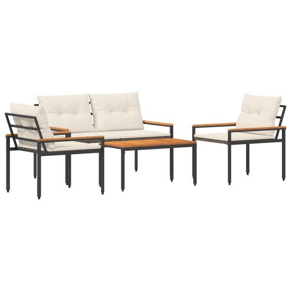 Utemöbelset 4 pcs Gräddvit konstrotting