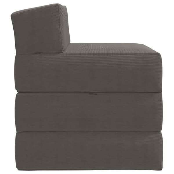 Fällbar Soffbed Ljusgrå 200 x 70 x 15 cm Kordread tyg