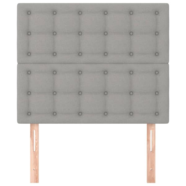 Sänggavel ljusgrå 100x5x118/128 cm tyg