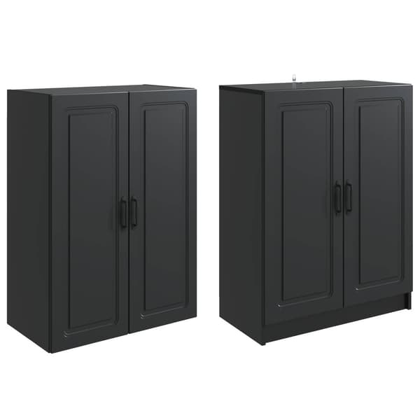 Skåpset 2 pcs Svart Konstruerat trä