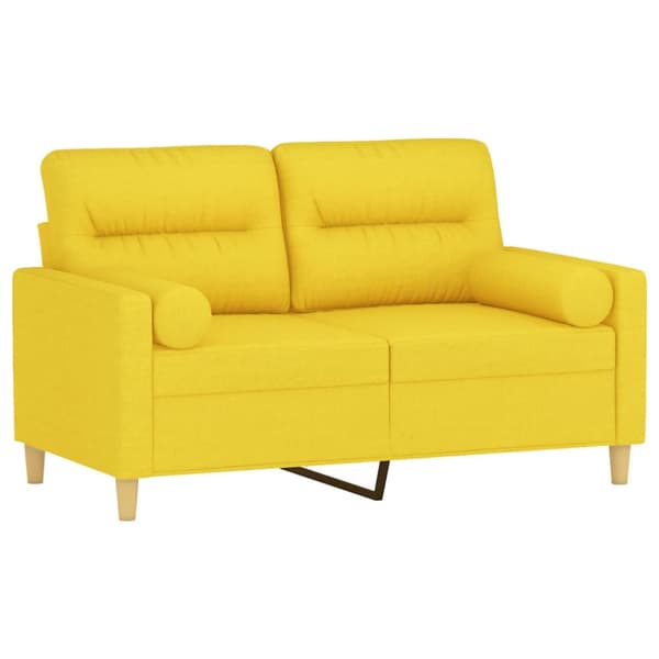 2-sits soffa med prydnadskuddar ljusgul 120 cm tyg