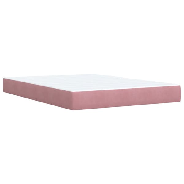 Ramsäng med madrass rosa 160x200 cm sammet