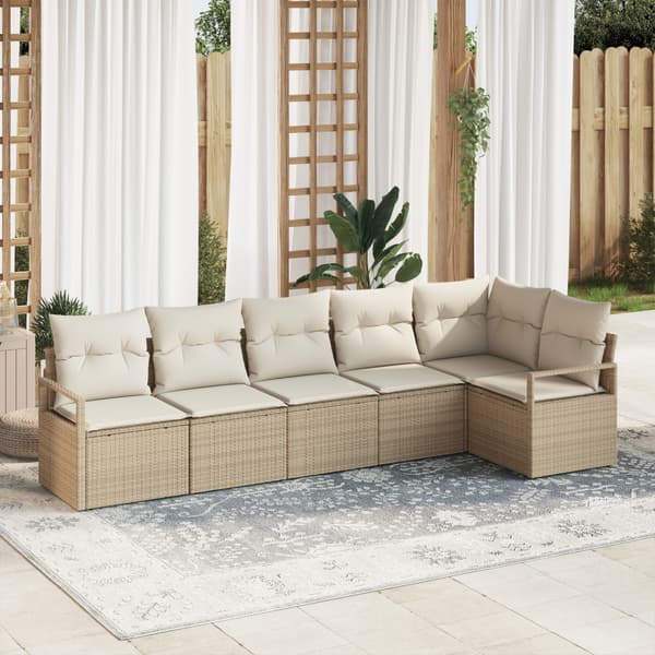 Trädgårdsoffset 6 st Beige och vit konstrotting