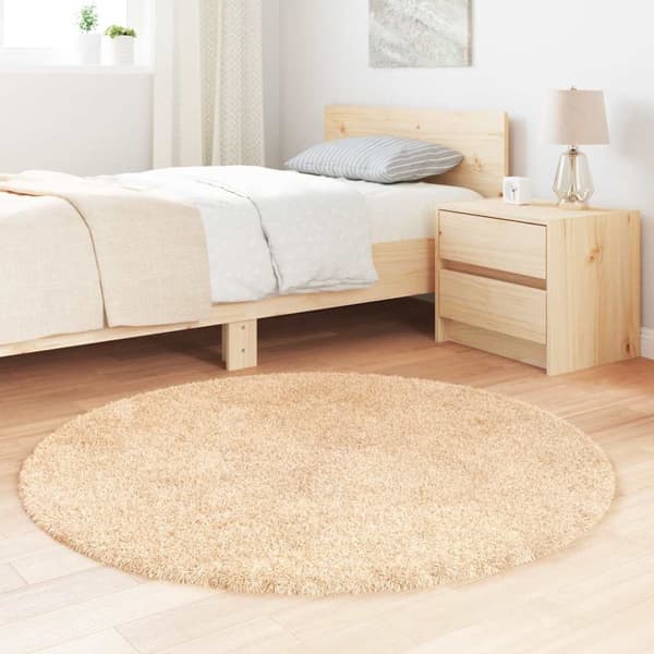 Ryamatta med lång lugg NAVARRA beige 120x120 cm polyester